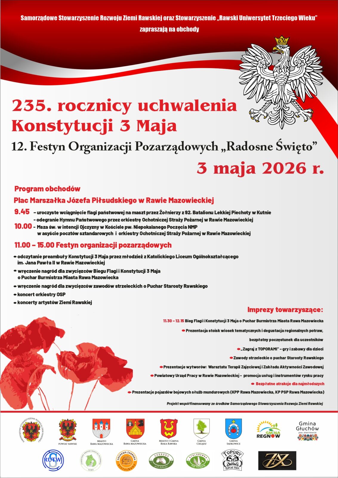 W Rawie Mazowieckiej zaplanowano wspólne świętowanie 3 Maja. Przedstawiamy program obchodów