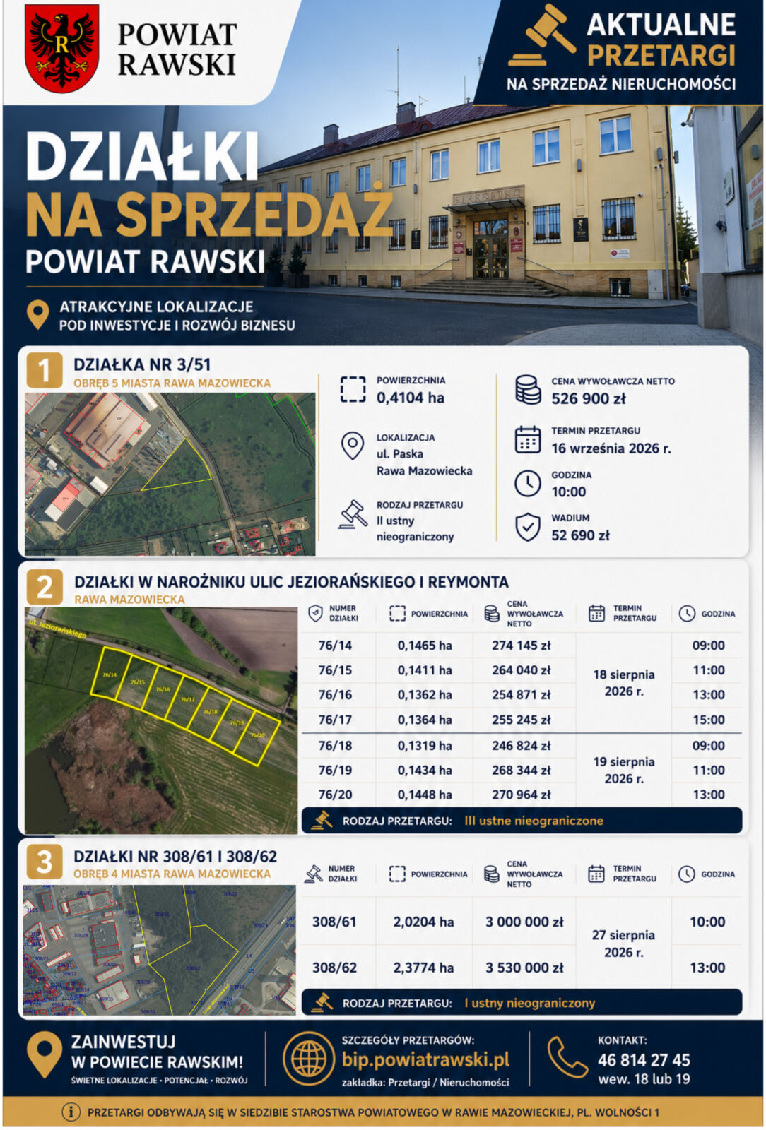 Powiat Rawski wystawia na sprzedaż kolejne nieruchomości. We wrześniu zakończy się cykl tegorocznych przetargów
