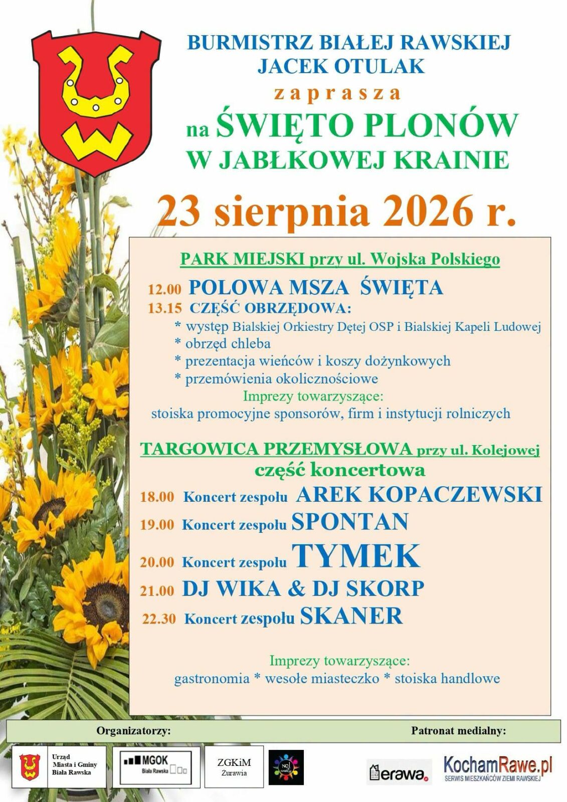 Święto Plonów w Jabłkowej Krainie już w niedzielę (23.08). Biała Rawska zaprasza na dożynki
